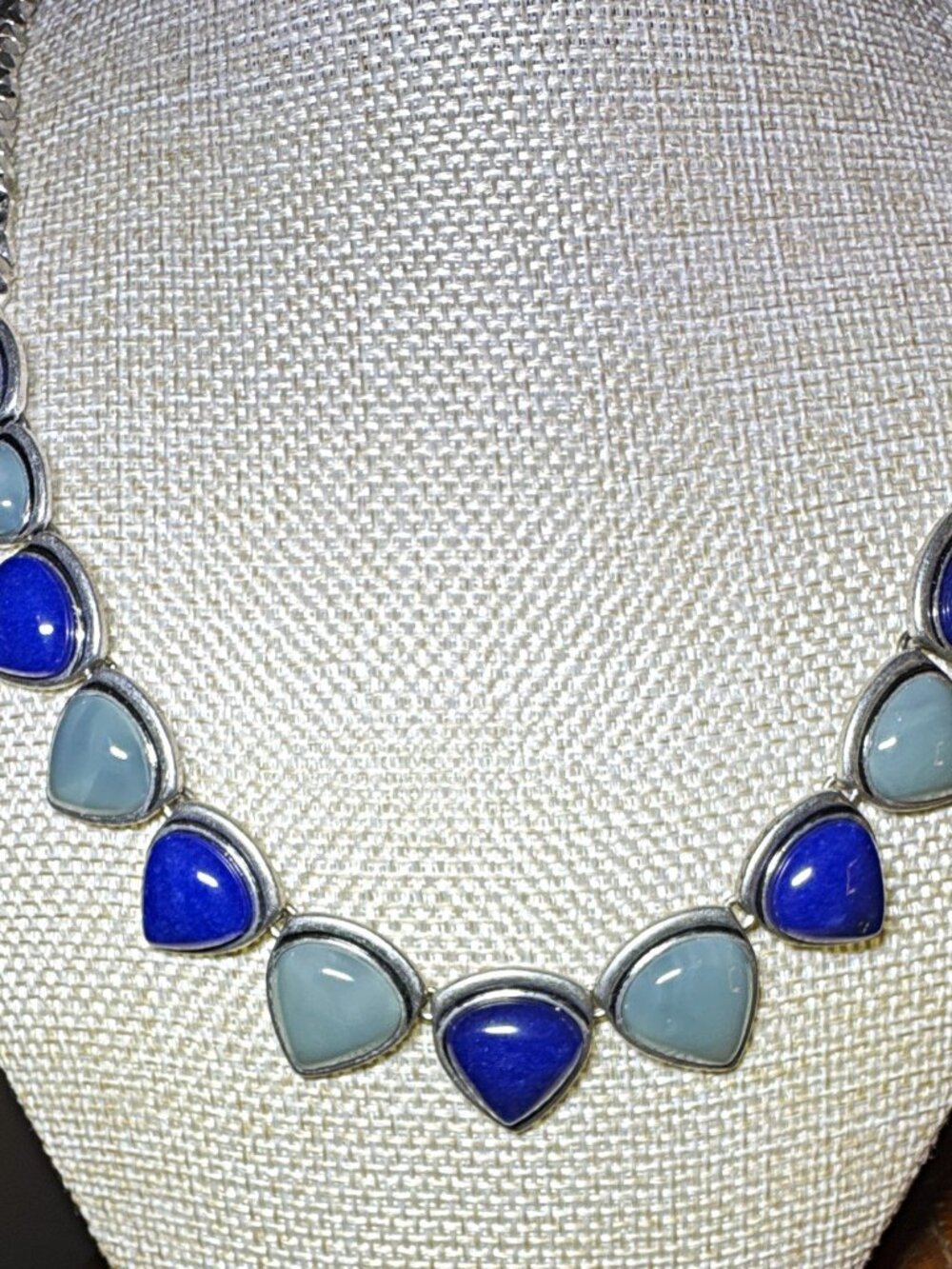 Vintage CORO 1950s Thermoset Blue Teardrop Collar Necklace GLOWS